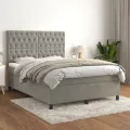 cadre de lit et matelas Gris clair 140x190cm Velours
