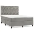 cadre de lit et matelas Gris clair 140x190cm Velours