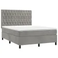 cadre de lit et matelas Gris clair 140x190cm Velours