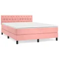 cadre de lit avec matelas Rose 140x200 cm Velours