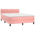 cadre de lit avec matelas Rose 140x200 cm Velours