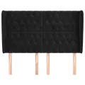 Tête de lit avec oreilles Noir 163x23x118/128 cm Velours