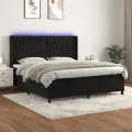 cadre de lit matelas et LED Noir 160x200 cm Velours