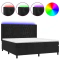 cadre de lit matelas et LED Noir 160x200 cm Velours