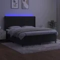 cadre de lit matelas et LED Noir 160x200 cm Velours