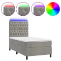 cadre de lit et matelas et LED Gris clair 90x200 cm