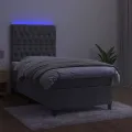 cadre de lit et matelas et LED Gris clair 90x200 cm