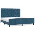 Cadre de lit avec tête de lit Bleu foncé 160x200 cm Velours