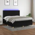 cadre de lit et matelas et LED Noir 160x200 cm Tissu
