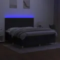 cadre de lit et matelas et LED Noir 160x200 cm Tissu