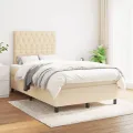 cadre de lit avec matelas Crème 120x200 cm Tissu
