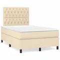 cadre de lit avec matelas Crème 120x200 cm Tissu