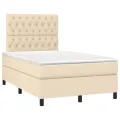 cadre de lit avec matelas Crème 120x200 cm Tissu