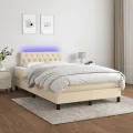 cadre de lit avec matelas LED Crème 120x200 cm Tissu