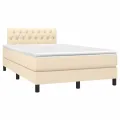 cadre de lit avec matelas LED Crème 120x200 cm Tissu