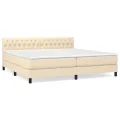 cadre de lit avec matelas Crème 200x200 cm Tissu
