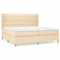 cadre de lit avec matelas Crème 200x200 cm Tissu