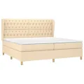 cadre de lit avec matelas Crème 200x200 cm Tissu