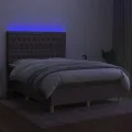 cadre de lit et matelas et LED Taupe 140x200cm Tissu