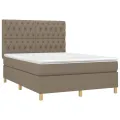 cadre de lit avec matelas Taupe 140x200 cm Tissu