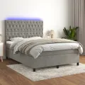 cadre de lit matelas et LED Gris clair 140x200 cm