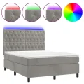 cadre de lit matelas et LED Gris clair 140x200 cm