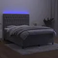cadre de lit matelas et LED Gris clair 140x200 cm