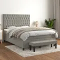 cadre de lit et matelas Gris clair 140x190cm Velours