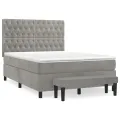 cadre de lit et matelas Gris clair 140x190cm Velours