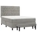 cadre de lit et matelas Gris clair 140x190cm Velours