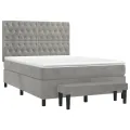 cadre de lit et matelas Gris clair 140x200cm Velours