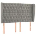 Tête de lit avec oreilles Gris clair 147x23x118/128 cm Velours