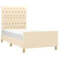 Cadre de lit avec tête de lit Crème 100x200 cm Tissu