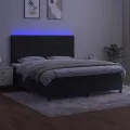 cadre de lit matelas et LED Noir 160x200 cm Velours