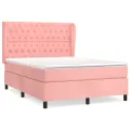 cadre de lit avec matelas Rose 140x190 cm Velours