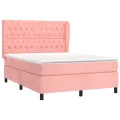 cadre de lit avec matelas Rose 140x190 cm Velours