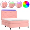 cadre de lit matelas et LED Rose 140x190 cm Velours