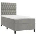 cadre de lit et matelas et LED Gris clair 90x190 cm