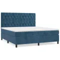 cadre de lit et matelas Bleu foncé 160x200cm Velours