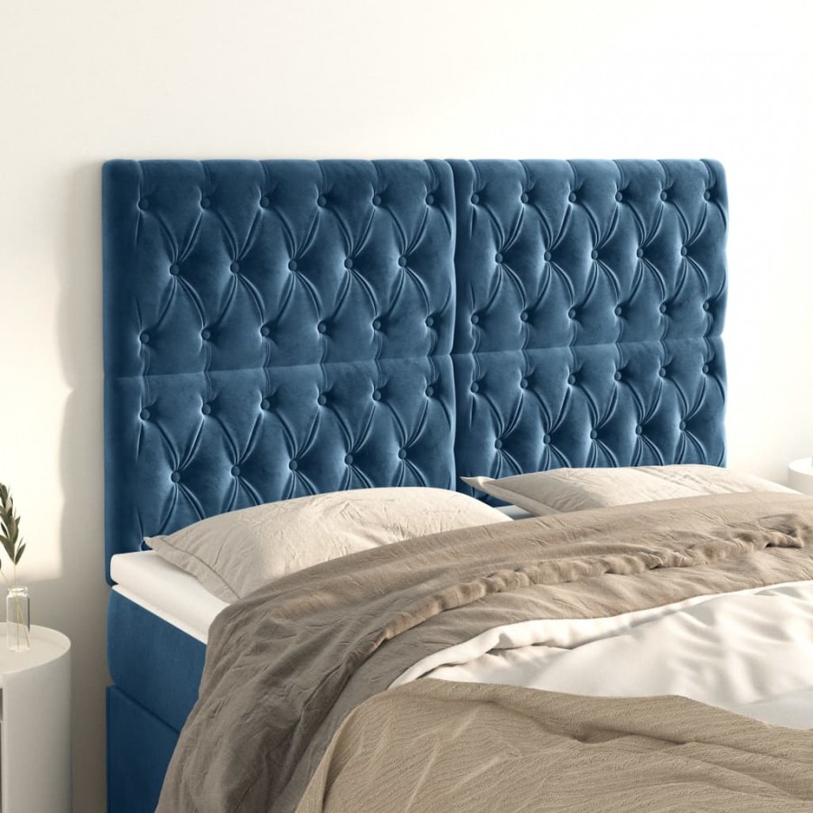 Têtes de lit 4 pcs Bleu foncé 80x7x78/88 cm Velours