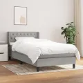 cadre de lit avec matelas Gris clair 100x200cm Tissu