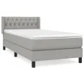 cadre de lit avec matelas Gris clair 100x200cm Tissu