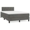 cadre de lit et matelas Gris foncé 120x200cm Velours