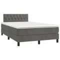 cadre de lit et matelas Gris foncé 120x200cm Velours