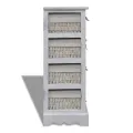 Étagère de rangement en bois 4 paniers en tissage Blanc