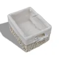 Étagère de rangement en bois 4 paniers en tissage Blanc