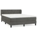 cadre de lit et matelas Gris foncé 140x190cm Velours