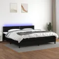 cadre de lit et matelas et LED Noir 200x200 cm Tissu
