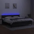cadre de lit et matelas et LED Noir 200x200 cm Tissu