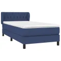 cadre de lit avec matelas Bleu 90x190 cm Tissu